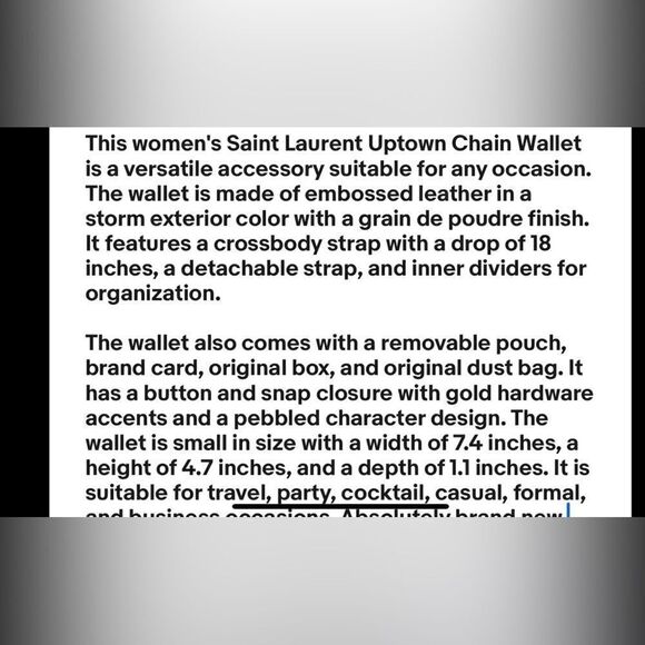 Women’s Ysl Saint Laurent uptown chain wallet in de poudre grain leather - Picture 16 of 16